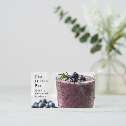 Blauwe bosbes, smoothie, Juice Bar Visitekaartje (Staand voorkant)