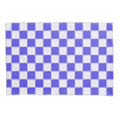 Blauwe bosbescrème geruit patroon kussensloop (Voorkant-Links)