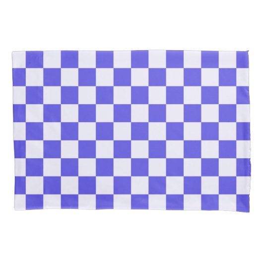Blauwe bosbescrème geruit patroon kussensloop (Voorkant-Links)