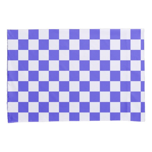 Blauwe bosbescrème geruit patroon kussensloop (Voorkant-Rechts)