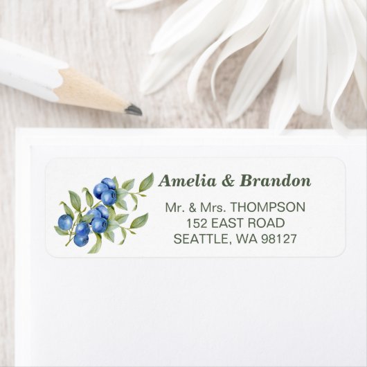 Blauwe bosbessen en blauwe wilde Adresetiketten Etiket (Insitu)