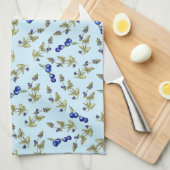 Blauwe bosbessen met blauwe achtergrond theedoek (Quarter Fold)