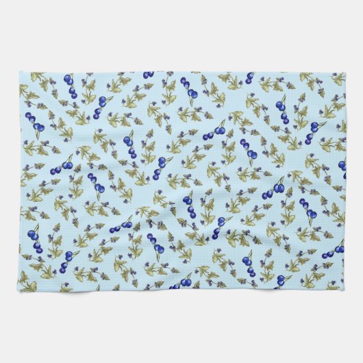 Blauwe bosbessen met blauwe achtergrond theedoek (Horizontaal)