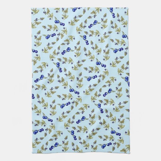 Blauwe bosbessen met blauwe achtergrond theedoek (Verticaal)