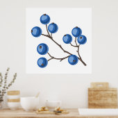 Blauwe bosbessen op een Poster voor bijkantoren (Keuken)