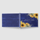 Blauwe bosrijke rustieke zonnebloem bruiloft gastenboek (Volledig)