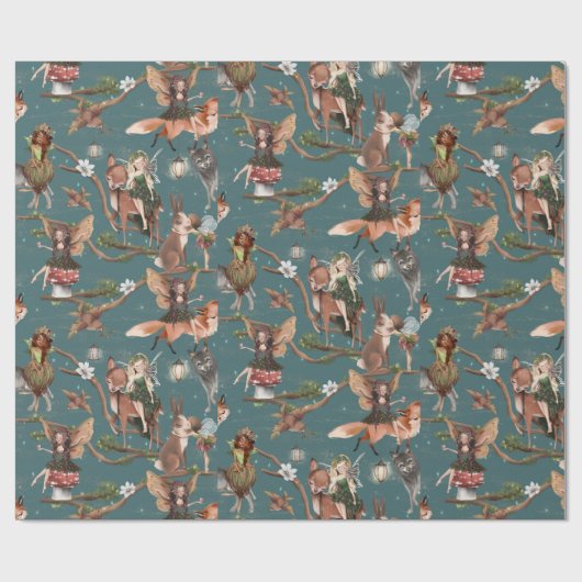 Blauwe bossen cadeaupapier (Vlak)