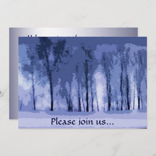 Blauwe Bossen Winteruitnodiging Kaart (Voorkant / Achterkant)