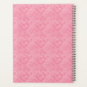 Blauwe Boston Terrier-hond op roze harten en tekst Planner (Achterkant)