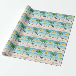 Blauwe Boston Terrier op een tropisch zomerstrand Cadeaupapier