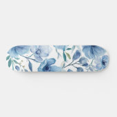 Blauwe Botanische Aquarel Bloementuin Persoonlijk Skateboard (Horizontaal)