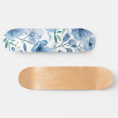 Blauwe Botanische Aquarel Bloementuin Persoonlijk Skateboard (Horizontaal)