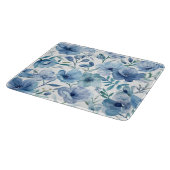 Blauwe Botanische Aquarel Bloementuin Snijplank (Hoek)