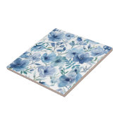Blauwe Botanische Aquarel Bloementuin Tegeltje (Zijkant)