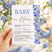 Blauwe Botanische Baby in Bloom Jongens Baby Showe