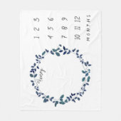 Blauwe botanische Baby Milestone Fleece Deken (Voorkant)