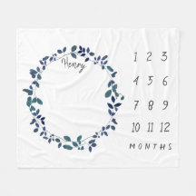 Blauwe botanische Baby Milestone Fleece