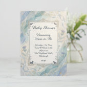 Blauwe botanische babyshower uitnodiging (Staand voorkant)