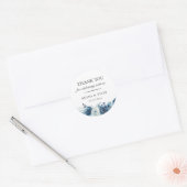 Blauwe Botanische Bloemen Huwelijksgunst Ronde Sticker (Envelop)