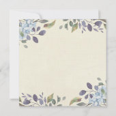 Blauwe botanische bloemen uitnodiging hortensia (Achterkant)