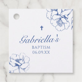 Blauwe Botanische Bloemendoop Bedankjes Labels