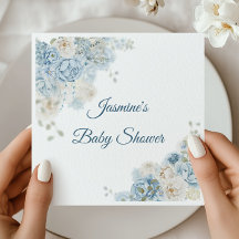 Blauwe Botanische Bloemige Babyfeestviering