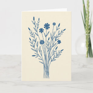Blauwe Botanische Boeketkaart Kaart