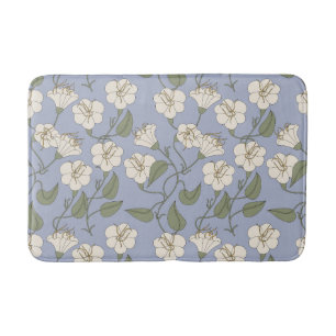 Blauwe Botanische CottageCore Bloemenbad Mat