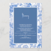 Blauwe botanische Florals Weddenschap Programmakaart (Achterkant)