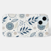 Blauwe botanische geometrische doedel Case-Mate iPhone case (Achterkant (horizontaal))