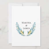 Blauwe Botanische Grote Feestbruiloft Uitnodiging (Achterkant)