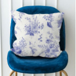 Blauwe Botanische Herfst Kussen<br><div class="desc">Blauw Botanisch Herfst Sierkussen</div>