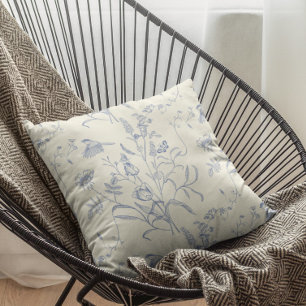  blauwe botanische lente kussen