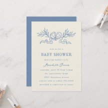 Blauwe Botanische Lint Baby Shower
