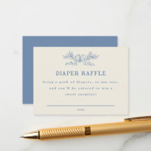 Blauwe Botanische Lint Luierraffle Baby Shower