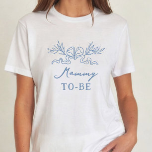 Blauwe Botanische Lint Moeder Wordt Baby Shower T-shirt