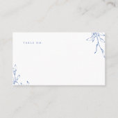 Blauwe, botanische monogram bruiloft plaatskaartje (Voorkant)