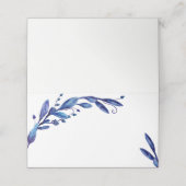 Blauwe botanische plaatskaart. Marine bruiloft zit Plaatskaartje (Buitenkant ongevouwen)