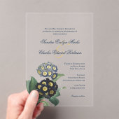 Blauwe Botanische Primrose Acryl Uitnodigingen (Insitu (Draagbaar))