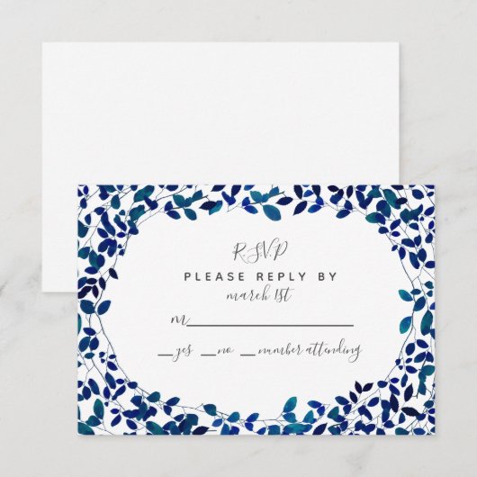 Blauwe Botanische RSVP (Voorkant / Achterkant)
