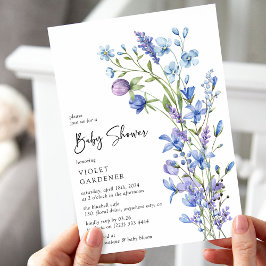 Blauwe Botanische Schoonheid Wildbloem Baby Shower Kaart