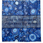 Blauwe Botanische Shibori Gezegden Douchegordijn (Voorkant)
