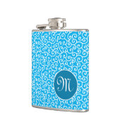 Blauwe Botanische Spiraal Vine Karakusa Patroon Heupfles (Links)