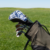 Blauwe Botanische Waterverf Bloem Golfheadcover (Insitu)