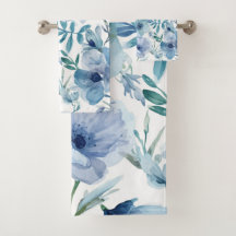 Blauwe Botanische Waterverf Bloem Tuin