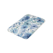 Blauwe Botanische Waterverf Bloem Tuin Badmat (Gekanteld)