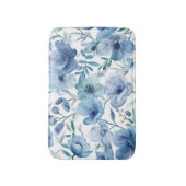 Blauwe Botanische Waterverf Bloem Tuin Badmat (Voorkant Verticaal)