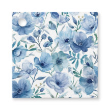 Blauwe Botanische Waterverf Bloem Tuin