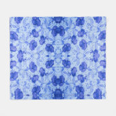 Blauwe Botanische Waterverf Bloemen Fleece Deken (Voorkant (Horizontaal))