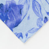 Blauwe Botanische Waterverf Bloemen Fleece Deken (Hoek)